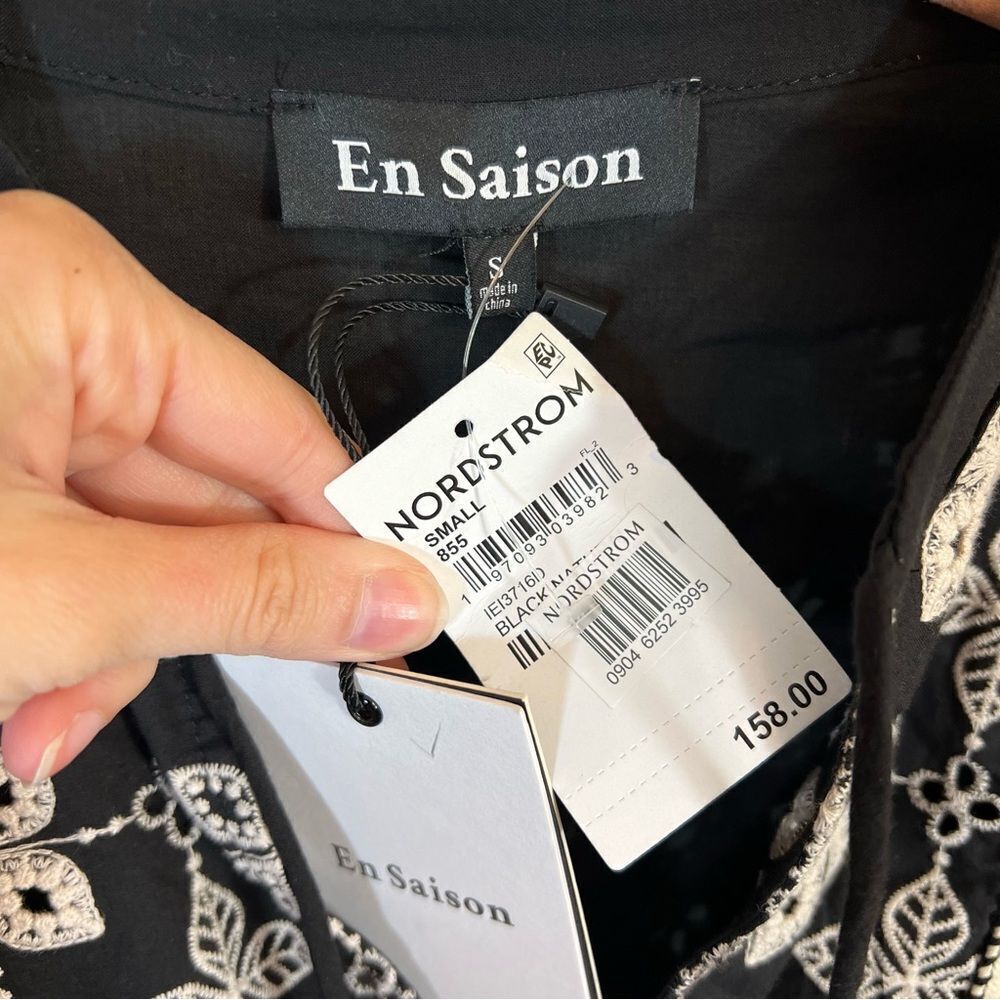 En Saison Women’s Ottis Floral Embroidered Mini Dress Black White Small NWT - Picture 6 of 14